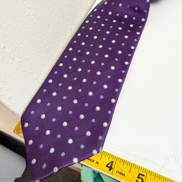 Fabio Ferretti 100% Silk Neck Tie Purple Polka Dot Italy - Picture 6 of 7